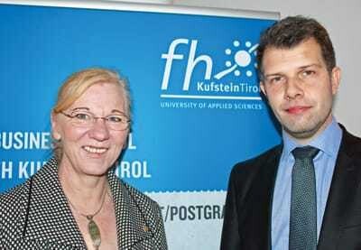 © KFZ Wirtschaft Diane Freiberger (FH-Vizerektorin Leiterin Programm-Management Weiterbildung an der Fachhochschule Kufstein) und Mario Situm (Professor an der FH Kufstein).