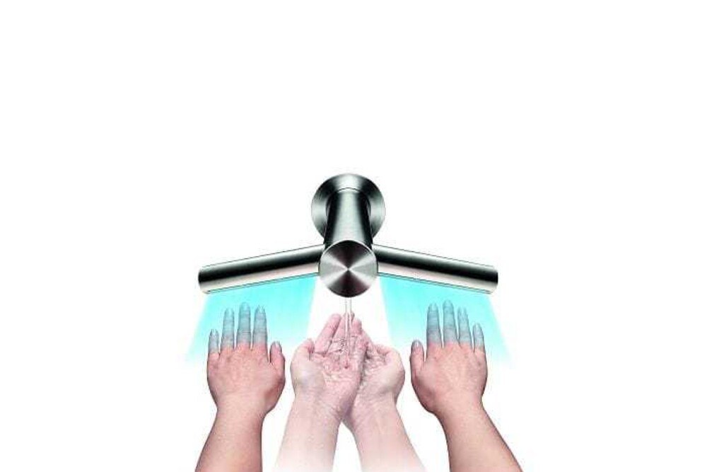 Der Hände trocknende Wasserhahn soll Zeit und Kosten sparen
© Dyson Der Hände trocknende Wasserhahn soll Zeit und Kosten sparen