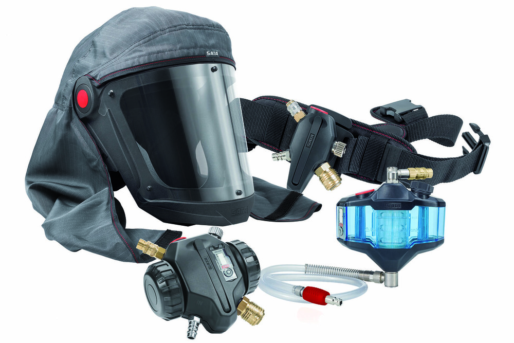 © Sata
Die komplette neue Atemschutz-Produktfamilie mit Schutzhaube und Zubehör Die komplette neue Atemschutz-Produktfamilie mit Schutzhaube und Zubehör