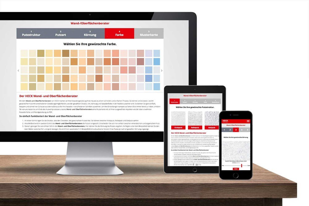 © Heck Wall Systems Der digitale Putz-Konfigurator ist leicht zu bedienen und auch über Tablet und Smartphone nutzbar.