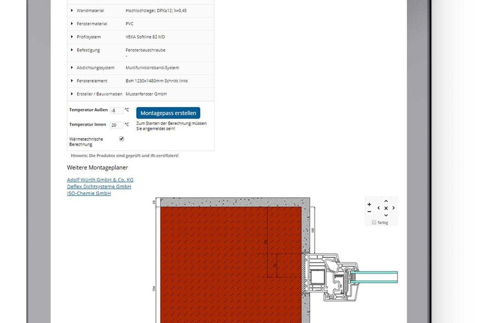 © ift Rosenheim Der Montageplaner ermöglicht Anwendern eine einfache Planung der fachgerechten Montage von Bauelementen.