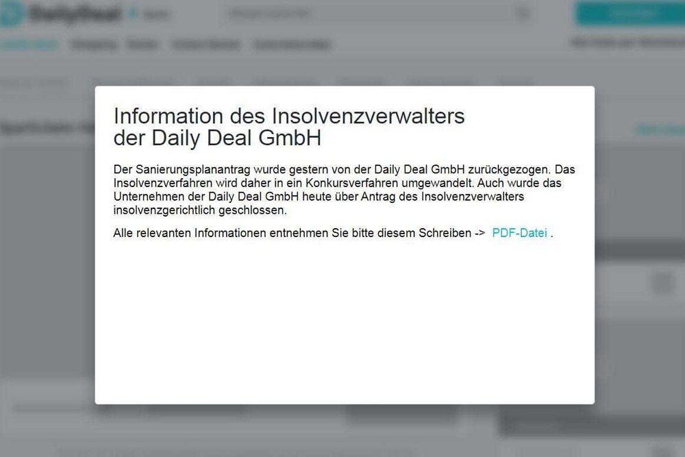 © Screenshot
Nichts geht mehr auf der Website von Daily Deal Nichts geht mehr auf der Website von Daily Deal