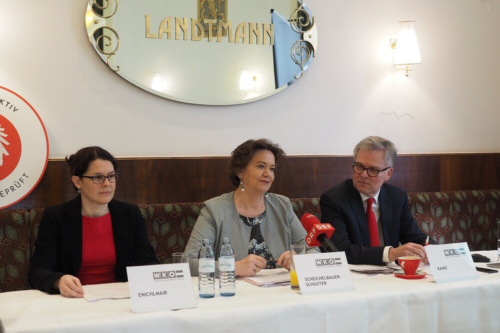 © Hauzenberger
Christina Enichlmair von der KMU Forschung Austria, Spartenobfrau Renate Scheichelbauer-Schuster und Spartengeschäftsführer Reinhard Kainz zogen Bilanz und gaben einen Ausblick auf 2020. Christina Enichlmair von der KMU Forschung Austria, Spartenobfrau Renate Scheichelbauer-Schuster und Spartengeschäftsführer Reinhard Kainz zogen Bilanz und gaben einen Ausblick auf 2020.