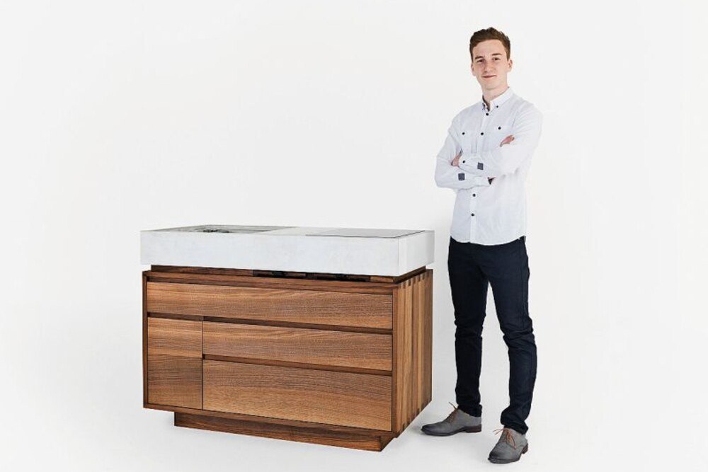 © Florian Lierzer Kochinsel von Christian Fladenhofer, entstanden 2019 an der Meisterschule für Tischlereitechnik und Raumgestaltung der HTBLVA Graz – Ortweinschule