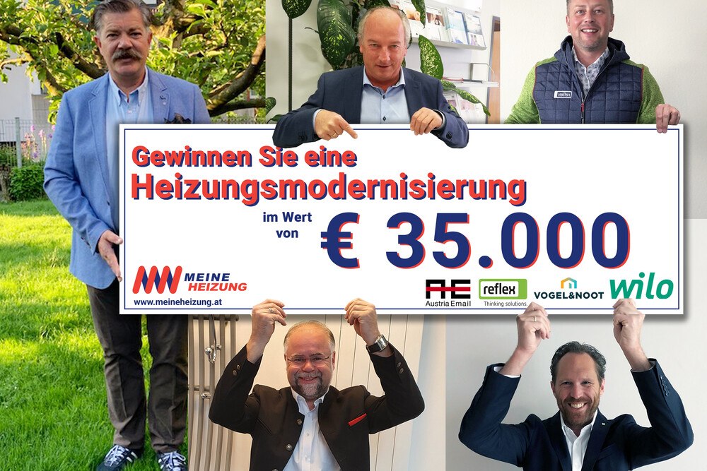 © Zukunftsforum SHL Gemeinsam sponsern Egon Zirgoi, Austria Email (Mitte oben), Alexander Sollböck, Reflex (rechts oben), Andreas Zottler, Vogel & Noot (Mitte unten), Thomas Priglhuber, Wilo (rechts unten) eine Heizungsmodernisierung. Eingebaut wird das System ehrenamtlich von Andreas Rotter (links). Gemeinsam sponsern Egon Zirgoi, Austria Email (Mitte oben), Alexander Sollböck, Reflex (rechts oben), Andreas Zottler, Vogel & Noot (Mitte unten), Thomas Priglhuber, Wilo (rechts unten) eine Heizungsmodernisierung. Eingebaut wird das System ehrenamtlich von Andreas Rotter (links).