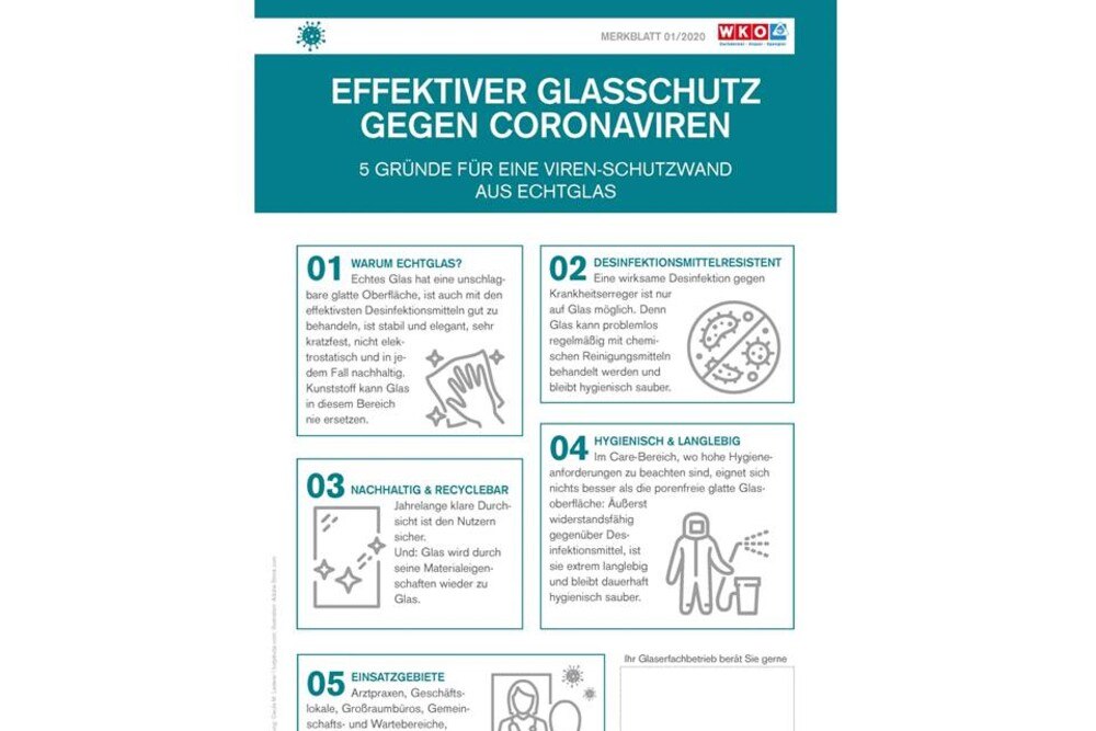 Die Merkblätter können ausgedruckt und auf der Firmenhomepage verwendet werden.
© Verein Glas Österreich Die Merkblätter können ausgedruckt und auf der Firmenhomepage verwendet werden.