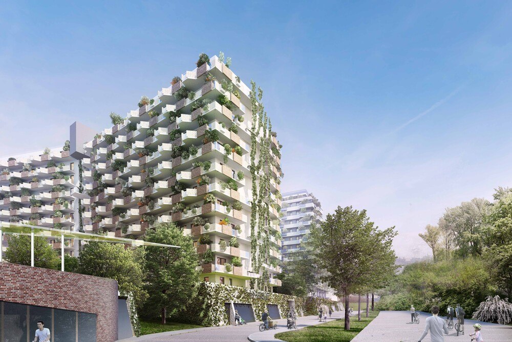 Die Biotope City Wienerberg sichert Lebensqualität im Klimawandel durch viel Grün am Boden, an den Fassaden und auf den Dächern.
© SchreinerKastler Die Biotope City Wienerberg sichert Lebensqualität im Klimawandel durch viel Grün am Boden, an den Fassaden und auf den Dächern.