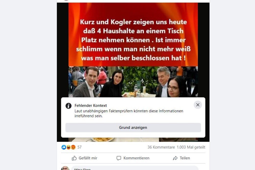 Mehr als tausend Mal geteilt: Fake News zum Thema Gastro-Öffnung.
© Screenshot Mehr als tausend Mal geteilt: Fake News zum Thema Gastro-Öffnung.