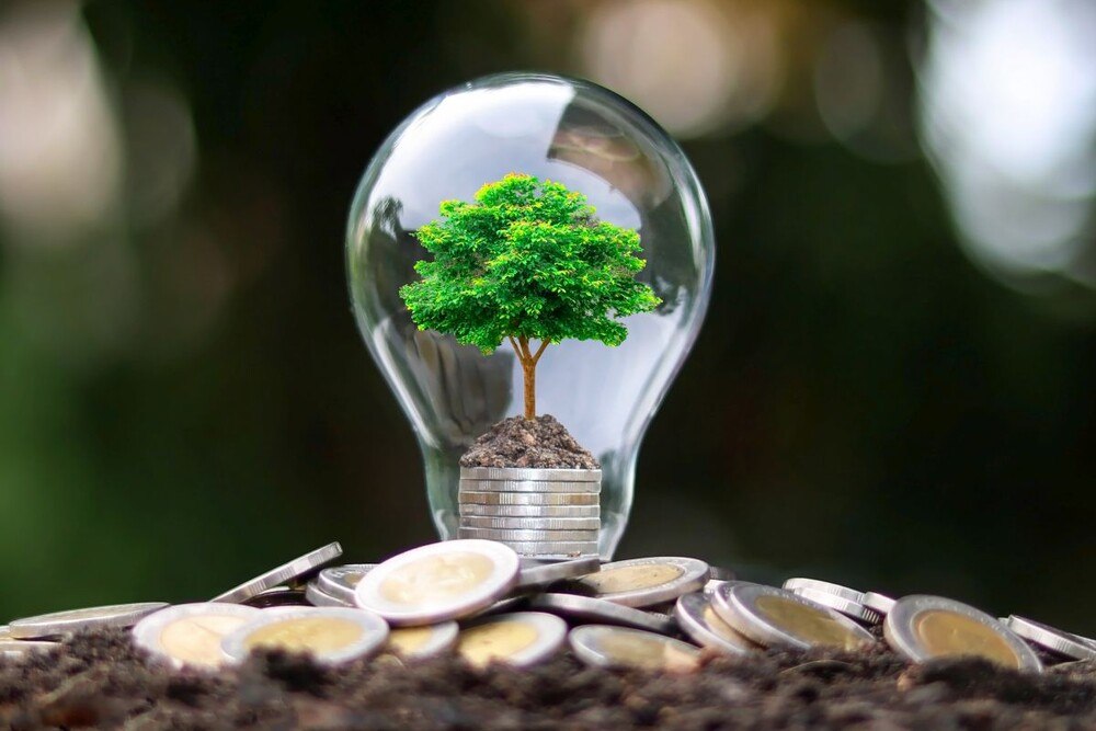 © iStock / Getty Images Plus / Arthon Meekodong
Für 2022 und 2023 rechnen die Experten mit einem soliden BIP-Wachstum.
Glühbirne mit grünen Baum und rundherum Euromünzen