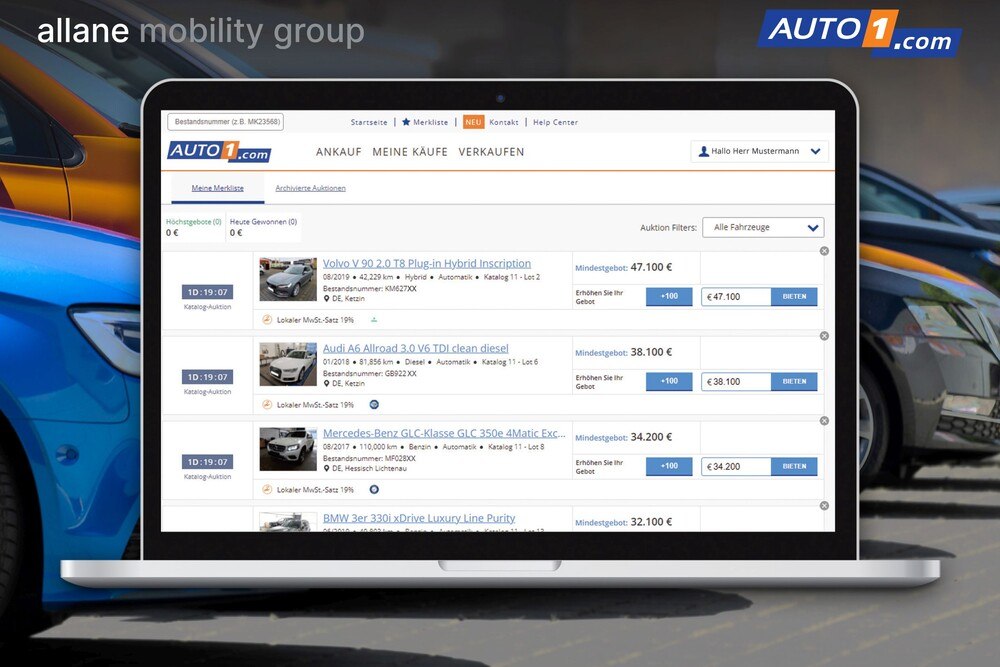 © Auto1.com
Auto1.com kooperiert mit der Allane Mobility Group und offeriert Händlern im Rahmen einer wöchentlichen Auktion zusätzlich mehr als 10.000 Leasingrückläufer und Flottenfahrzeuge pro Jahr.
Wöchentliche Auto-Auktion für Händler