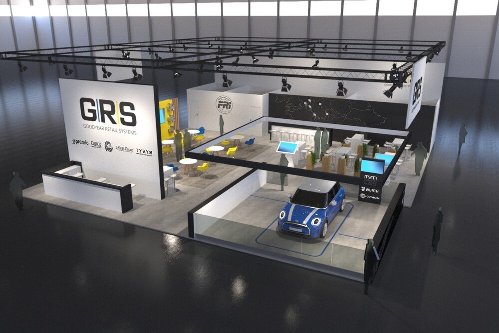 © Goodyear Retail Systems Der geplante Messestand von GRS auf der Tire Cologne