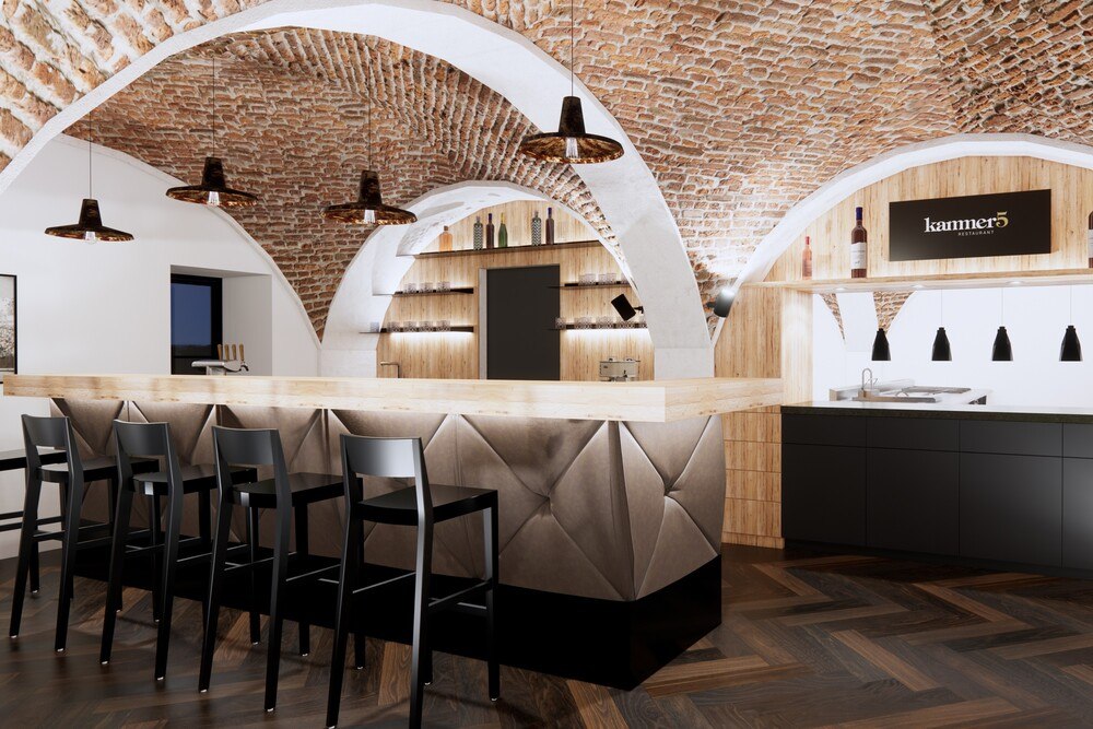 © Tischlerei Karrer
Die Bautischlerei Karrer aus dem oberösterreichischen Wildenau zählt zu den führenden Innenausstattern im Gastronomiebereich.
Restaurant Kammer 5, Tischlerei Karrer