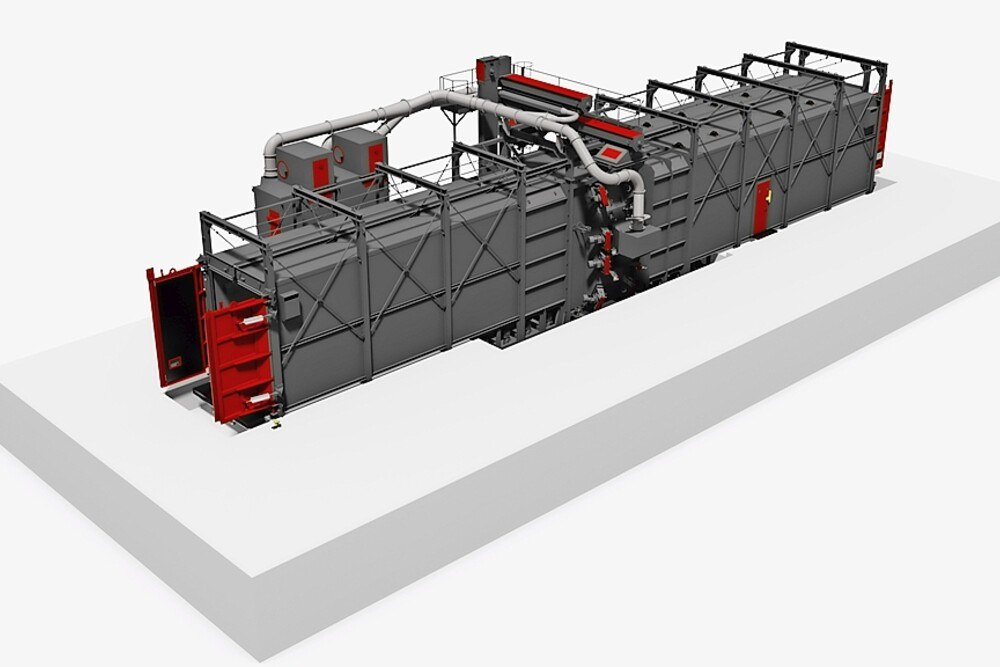 Hängebahn-Durchlaufstrahlanlage
© Rösler Hängebahn-Durchlaufstrahlanlage
