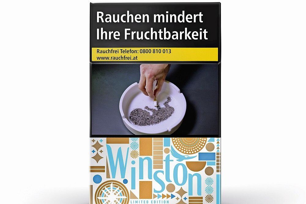 © JTI Austria Weihnachtsedition der Winston Blue Kingsize