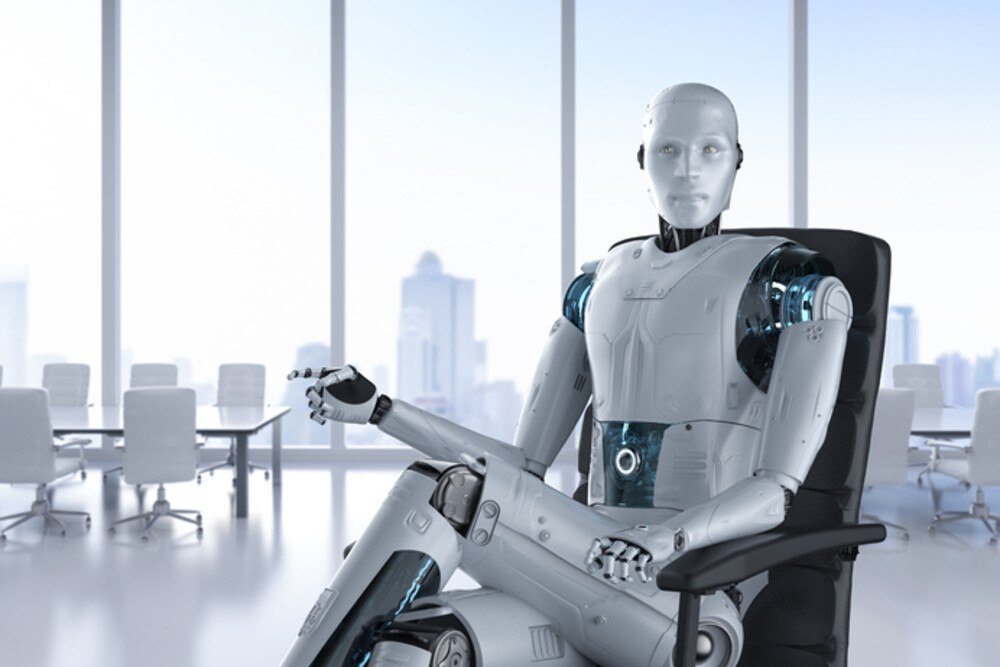 © Phonlamai Photo iStock Getty Images Plus
Ein Robo CEO bei der Arbeit
Ein Roboter auf einem Chefsessel