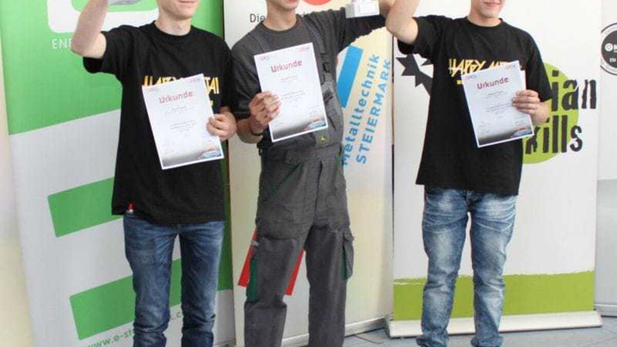 Land- und Baumaschinentechnik: David Ederer (2.), Matthias Kuresch (1.), Matthias Tösch (3.)