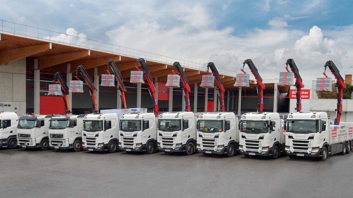 Die heutige LKW-Flotte von Büsscher & Hoffmann.
