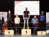 Die Spengler bei der offiziellen Siegerehrung der Austrian Skills: Sieger Rene Krumphube, Zweitplatzierter Jakob Gratl und Drittplatzierter Dzenan Sehic mit ihren Betreuern Marcel Peer und Anton Matlas.