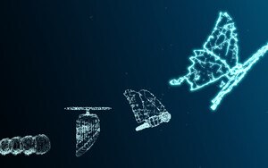 Digitale Darstellung der Transformation von Raupe zu Schmetterling