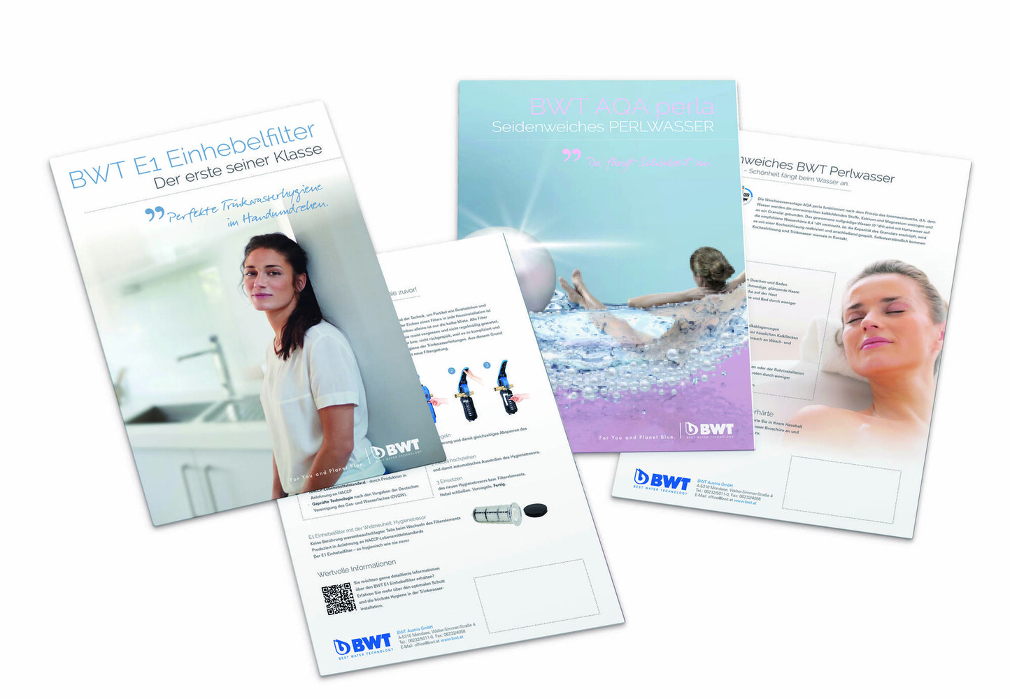 Für die individuelle Werbung des Trinkwasserprofis stellt BWT attraktive Rechnungsbeileger, Flyer, Prospekte und den Trinkwasserprofi-Aufkleber zur Verfügung.