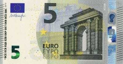 Vorderansicht der neuen 5 Euro Note