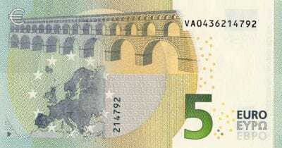 Rückansicht der neuen 5 Euro Note