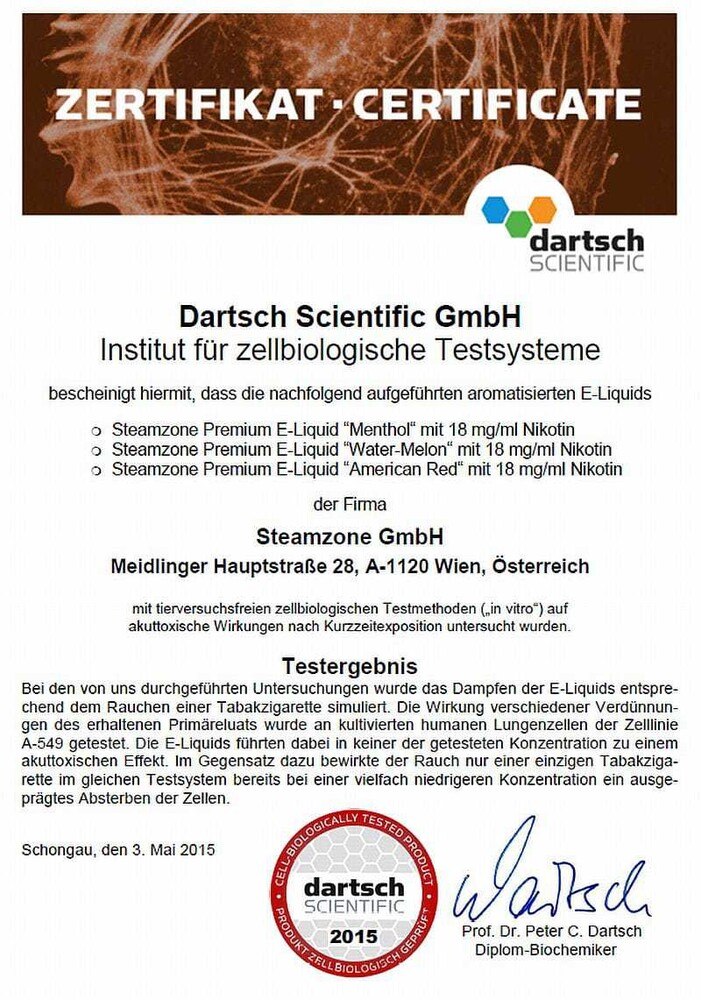 Die Liquids wurden getestet und für gesundheitlich unbedenklich befunden.