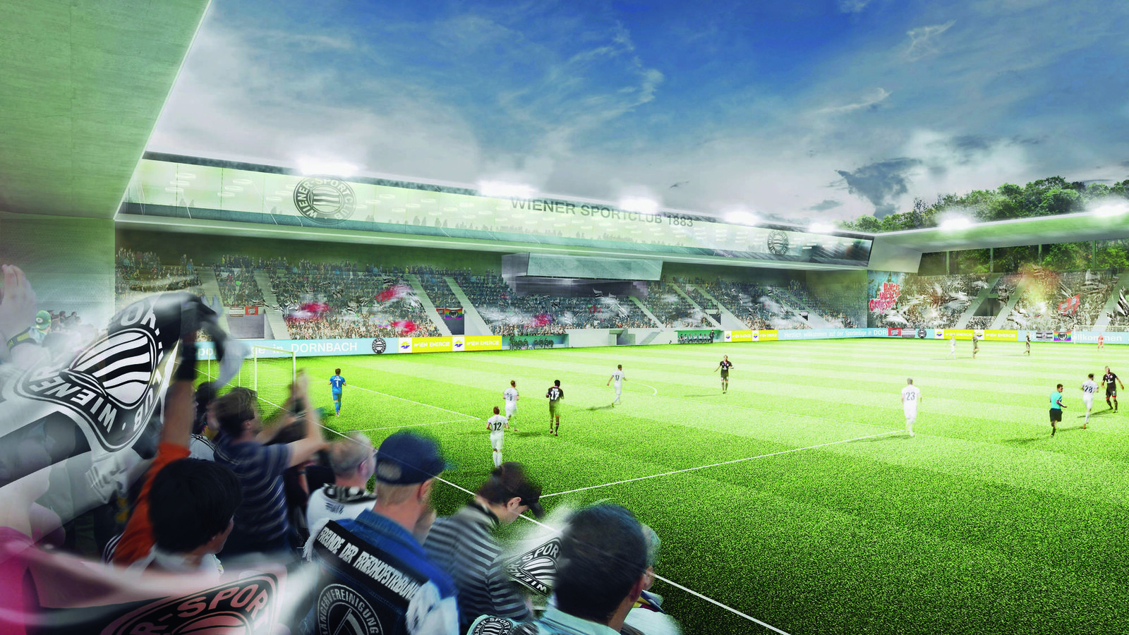 © Treberspurg & Partner Architekten Seit 1904 wird auf dem Wiener Sportclub-Platz durchgehend Fußball gespielt. Nun soll er großzügig saniert werden.