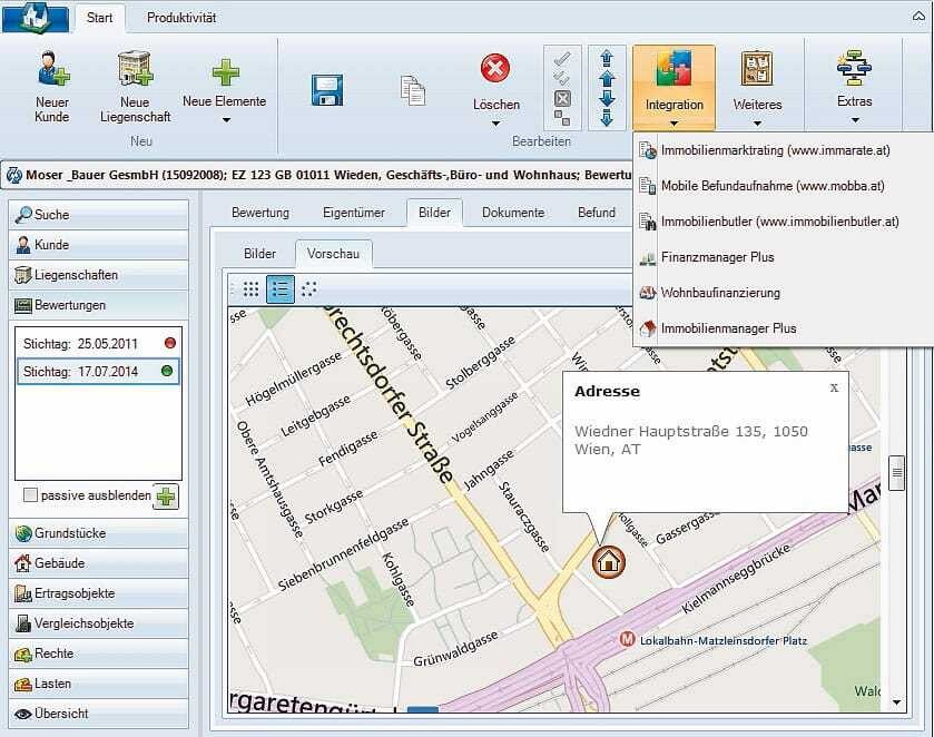 Verschiedene Zusatzmodule der R&S Software bietet dem Gutachter optimale Unterstützung, zum Beispiel die Umfeldanalyse.