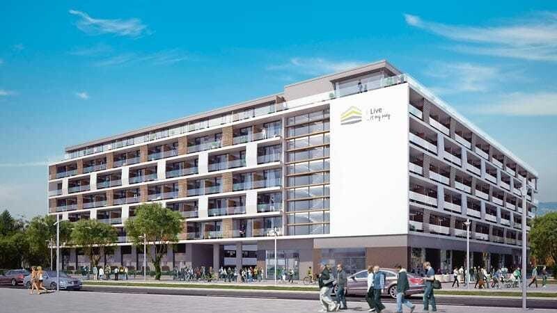 So wird die Mikro-Apartment-Anlage, die in Graz Reininghaus entsteht, von außen aussehen.
