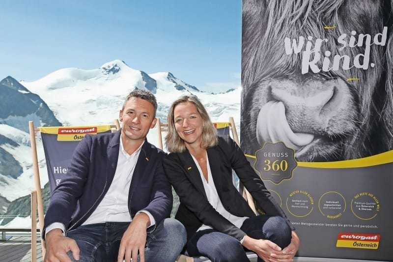 © Eurogast Susanna Berner und Peter Krug (beide Geschäftsführung Eurogast) auf dem Pitztaler Gletscher.