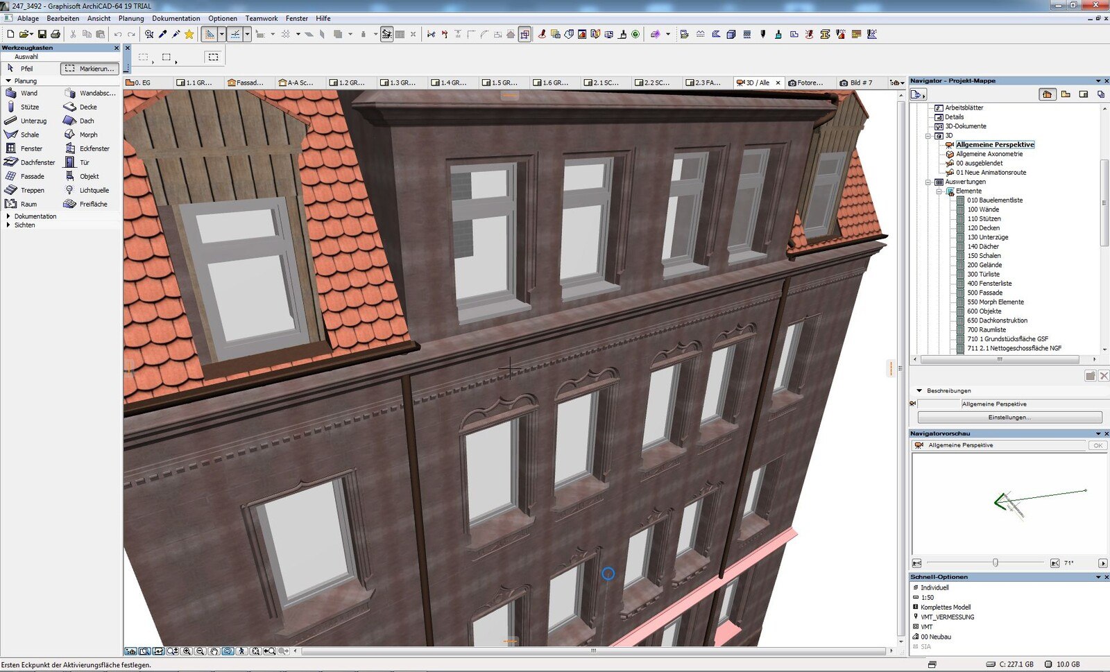 Spezialisierte Ingenieurdienstleister*innen können Fassaden auch präzise aufmessen und aus den Messdaten 2D-Pläne oder 3D CAD-Modelle generieren.