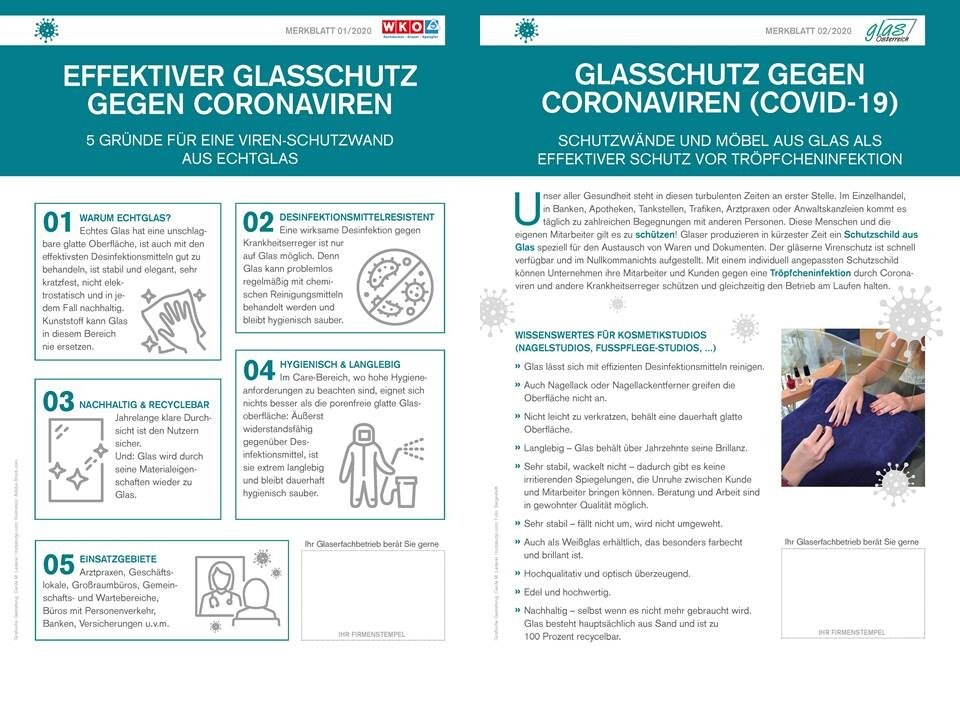 Merkblätter zu Schutzverglasungen aus Echtglas sollen Kunden informieren.