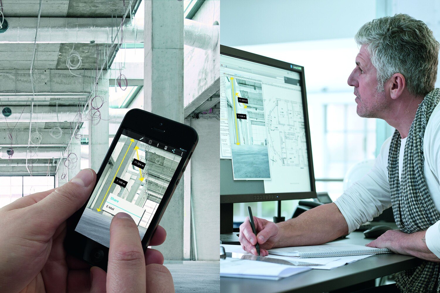 © Bosch Für die digitale Dokumentation von Baustellen und Ausführungsmängeln oder für Aufmaße sind Rugged-Smartphones ideal.