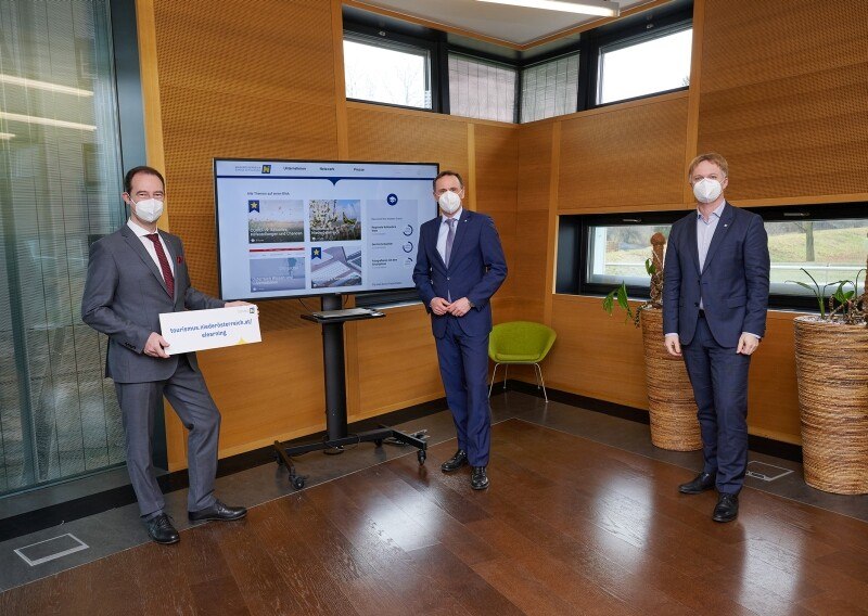 v.l.n.r.: Mario Pulker Tourismus-Obmann WK, Tourismus-Landesrat Jochen Danninger, Michael Duscher, GF NÖ Werbung.