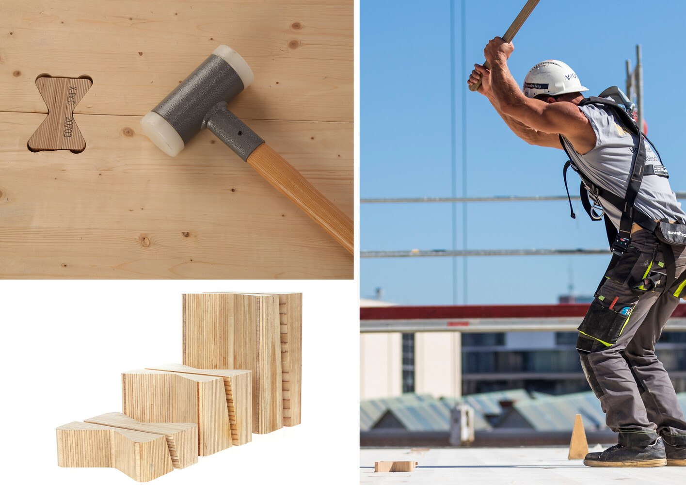 © Stexon Stexon präsentiert eine "kleine Montage-Wundermaschine" auf der Dach+Holz International. Dabei handelt es sich um eine mehrfunktionale Schnell-Steck-Verbindung für die Hausmontage.