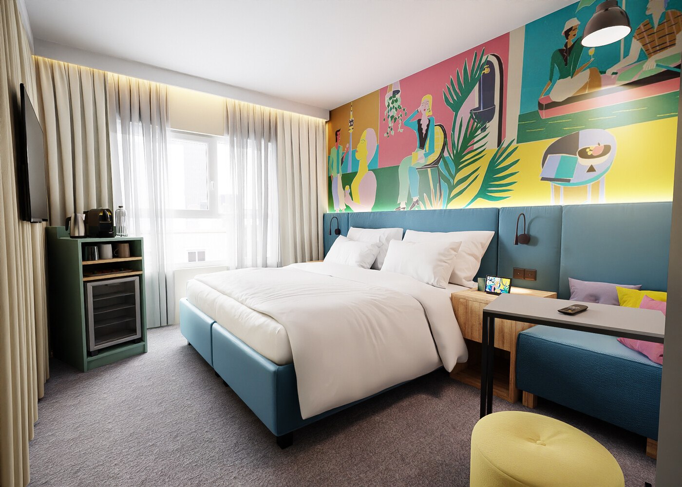 © BASSENA Hotels
Die rund 20 Quadratmeter großen Zimmer sind ab 98 Euro pro Nacht buchbar.
Bassena Wien