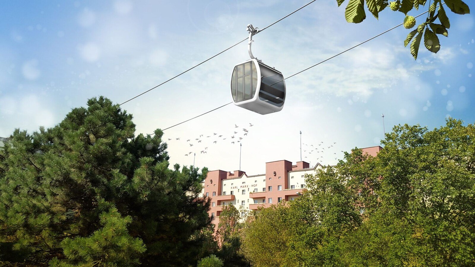 © Zoom VP.at
Sightseeing: Gondel mit Blick auf den Karl Marx-Hof. Ob das den Anrainern auch so gut gefällt?
Seilbahn Kahlenberg