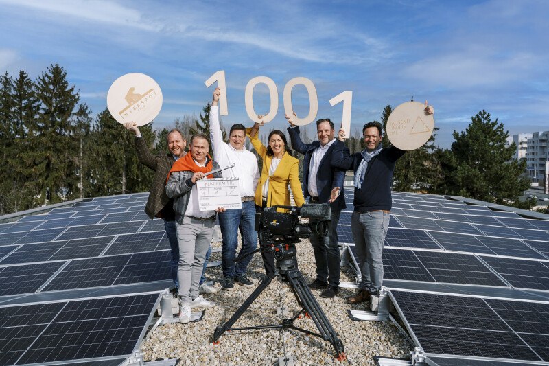 Foto v.l.n.r. Nikolaus Klingohr & Nils Klingohr (Interspot Film GmbH), Stefan Scheuermann, Cornelia Daniel, Martin Lackner, Claus Baumgartner (Tausendundein Dach)