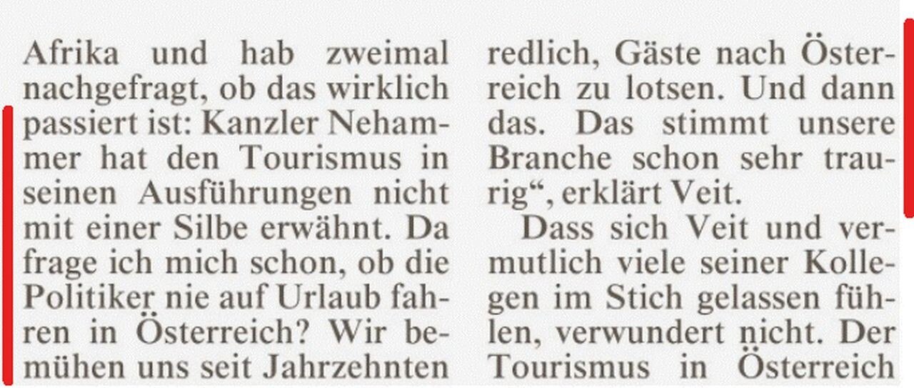 © Kronen Zeitung
Fahren unsere Politiker nie auf Urlaub in Österreich?
Kronen Zeitung