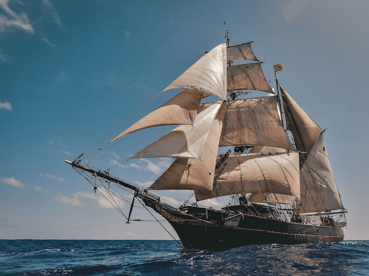 Segelnder Kaffeetransport aus Kolumbien