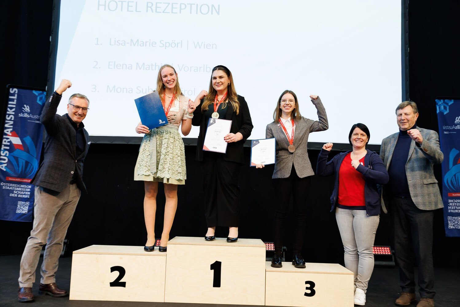 © WKO
Lisa-Marie Spörk – Wien – Intercity Hotel Wien, Elena Mathis – Vorarlberg – Hotel & Landgasthof Die Linde, Mona Suban – Tirol - Hotel Rita Lengler
Austrian Skills