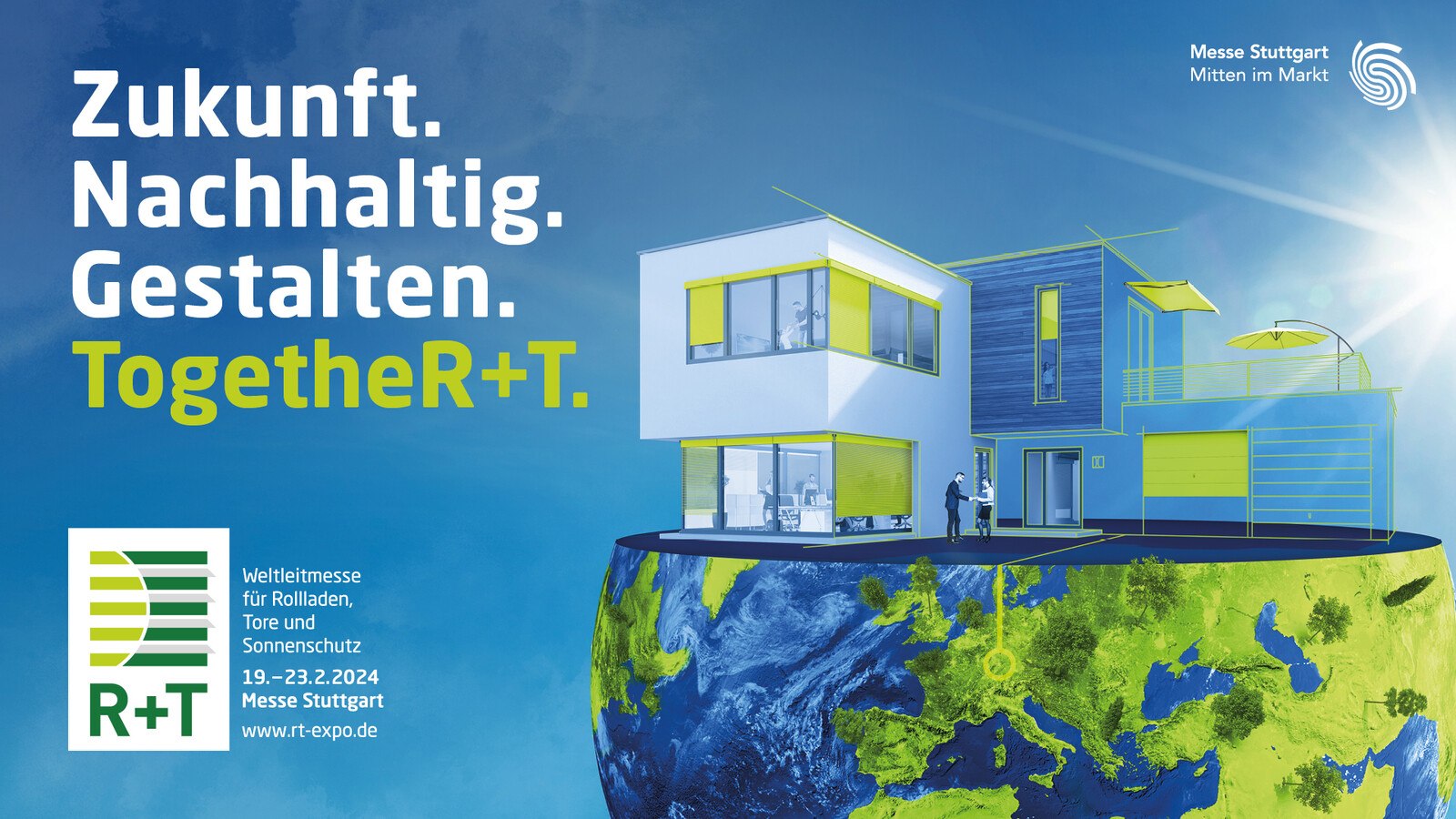 Um das Leitthema der R+T 2024 zu untermauern, wurde ein eigenes grünes Motiv erstellt und das Logo grün eingefärbt.