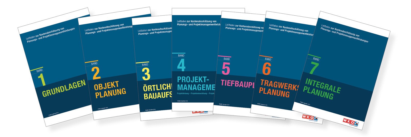 Die Bände 1–7 des Leitfadens zur Kostenabschätzung von Planungs- und Projektmanagementleistungen