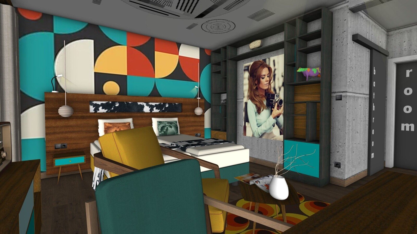 Gästezimmer im Retro-Design