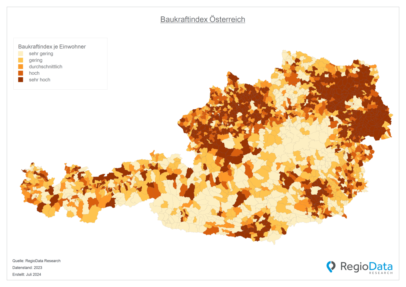 Der RegioData "Baukraftindex" zeigt die Ausgaben der privaten Haushalte für Neubau, Umbau und Renovierungen für Wohnhäuser sowie für Gärten und andere Außenanlagen.