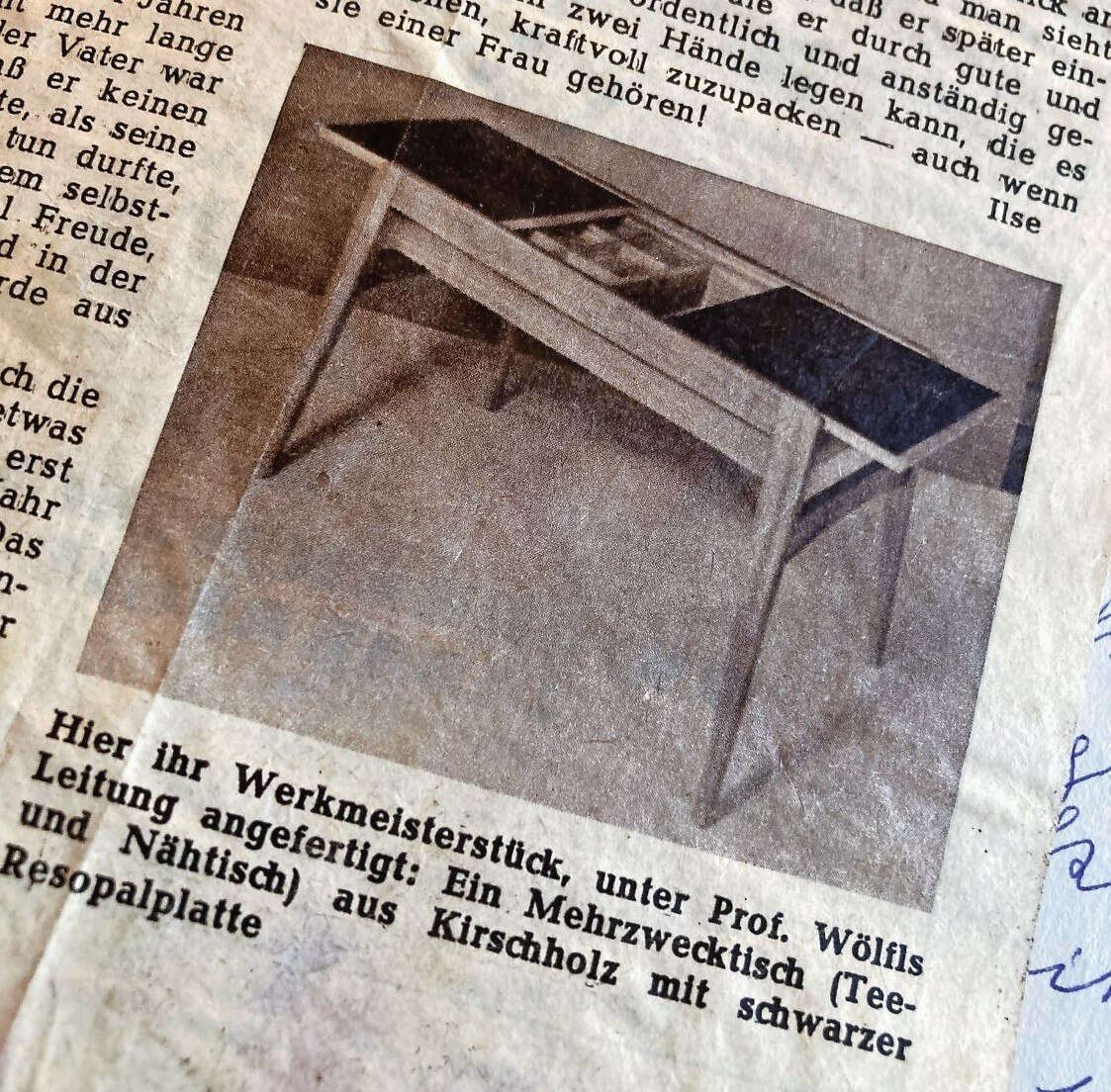 Zeitungsausschnitt Meisterstück Elisabeth Peyfuß, geborene Pahler.