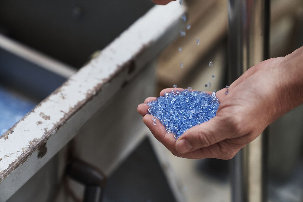 geschredderte Plastikteile