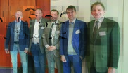 V.l.: Otmar Burtscher, Collini; Markus Winkler, Doppelmayr Seilbahnen; Martin Kopf, Präsident der EGGA; Martin Mensinger, TU München/ Lehrstuhl für Metallbau; und Thomas Berr, Präsident des Österreichischen Stahlbauverbandes.