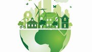 Grüne Weltkugel mit Stadt
